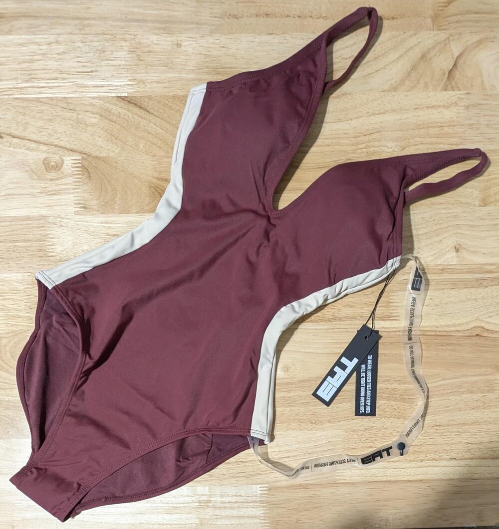 TA3 Plungey Contour Shaping Swimsuit Dark Cherry Oat XXS X-Long One Piece NWT